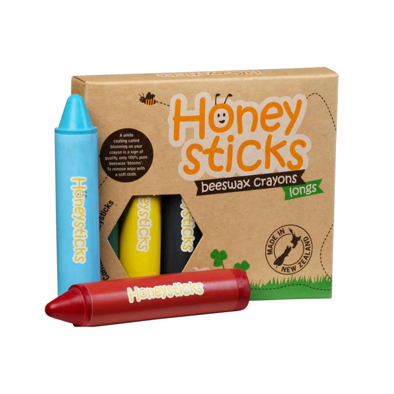 Honeysticks Crayons de Bain - pour Les Enfants et Les Tout-Petits -  Fabriqué avec de la Cire d'abeille Naturelle - sans Parfum, Non Toxique -  Couleurs Vives et lavables - Facile à